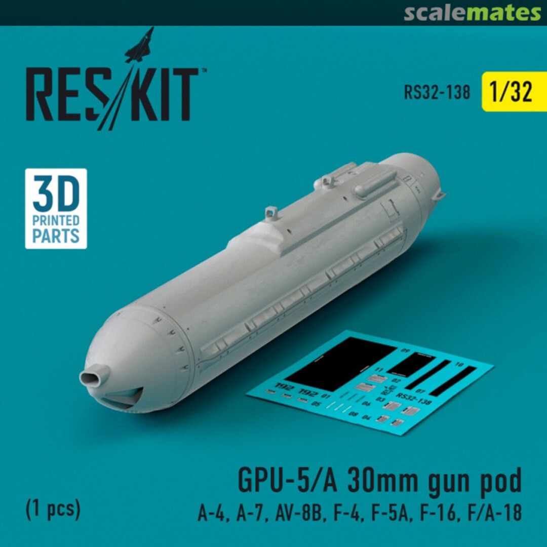 Boxart GPU-5/A 30mm gun pod (1 шт.) (3D Printed) RS32-0138 ResKit