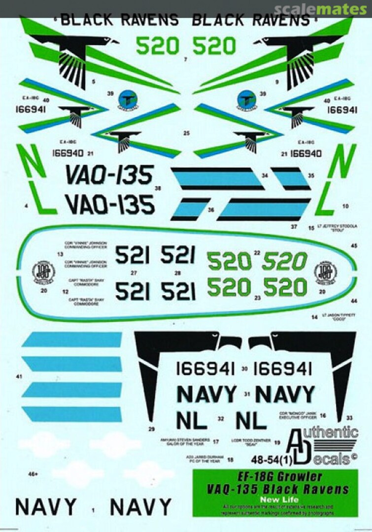 Boxart EA-18G Growler 48-54 Authentic Decals