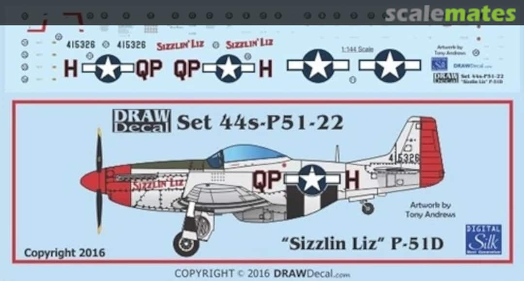 Boxart P-51D “Sizzlin’ Liz” 44-P51-22 Draw Decal