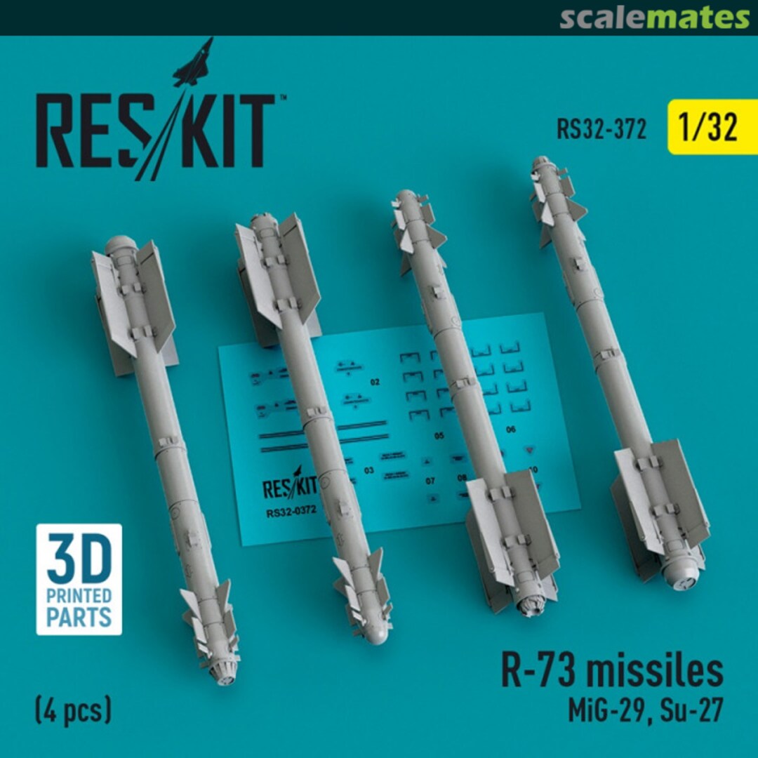 Boxart R-73 missiles (4 шт.) (3D Printed) RS32-0372 ResKit