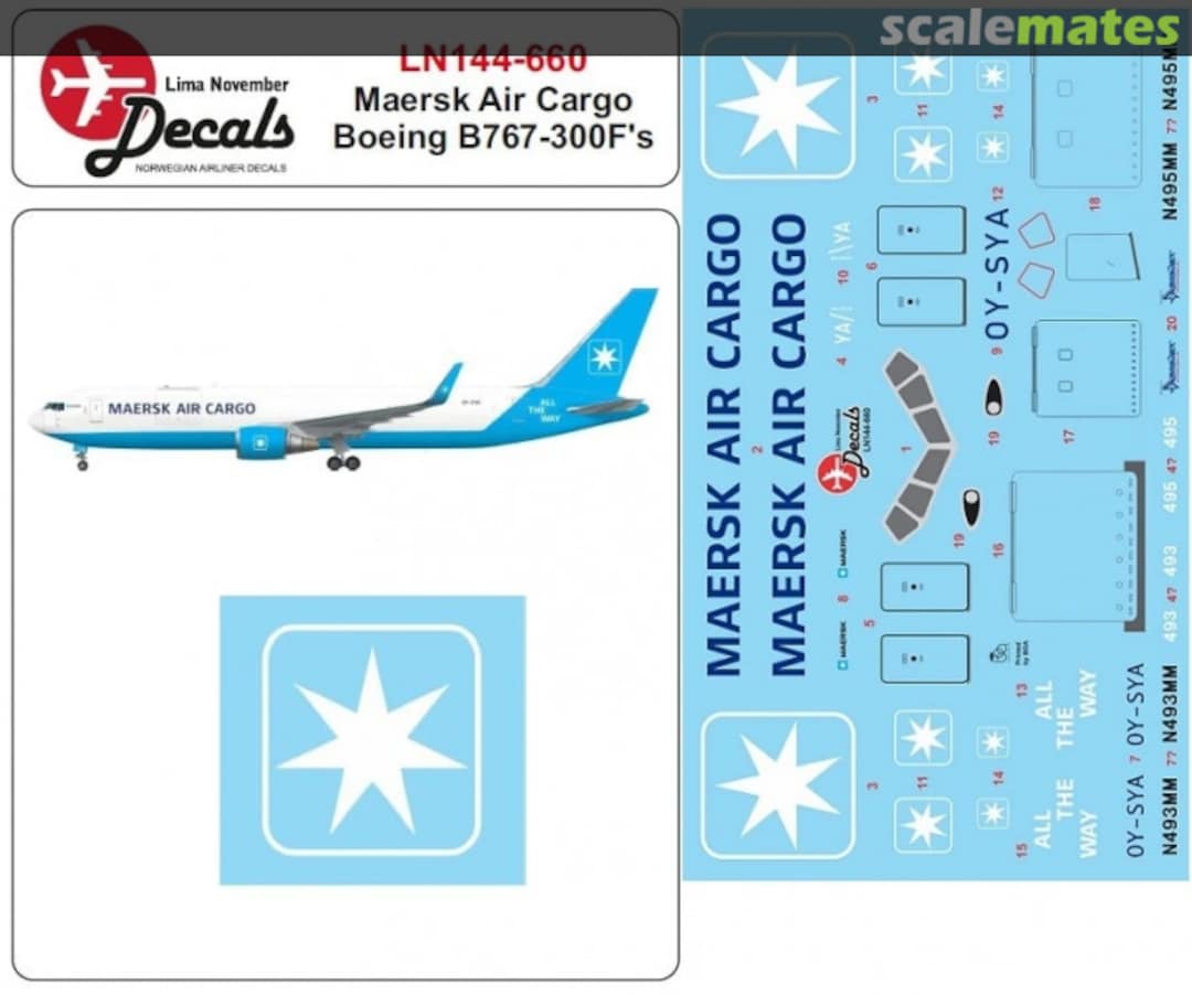 Boxart Maersk Air Cargo Boeing B767-300F LN144-660 Lima November Decals