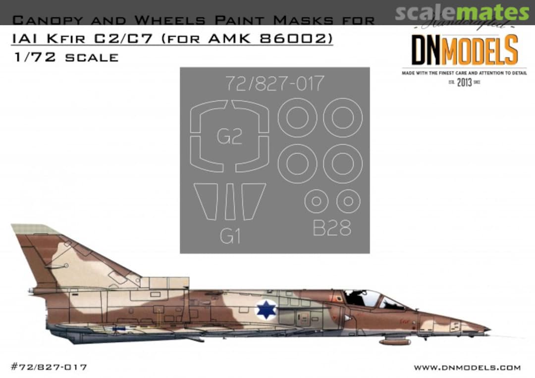 Boxart IAI Kfir C2/C7 Canopy & Wheels Paint Masks 1:72 72/827-017 DN Models