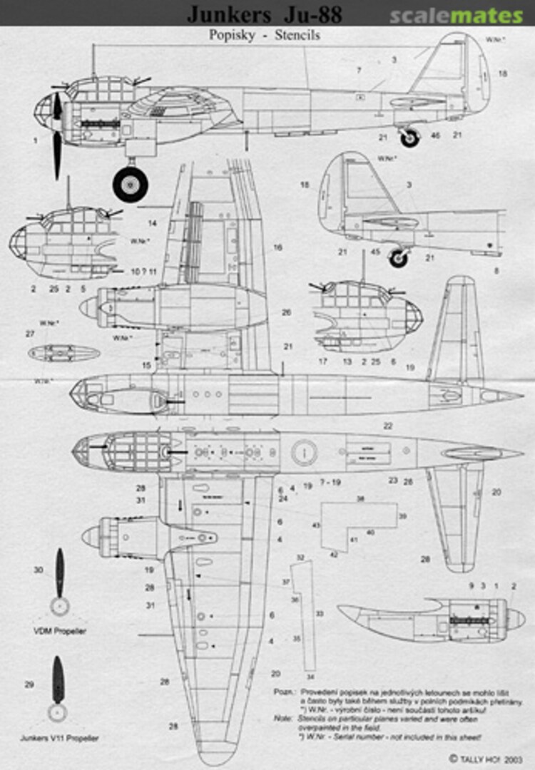 Boxart Junkers Ju 88 Stencils S 48 013 Tally Ho! (CZ)