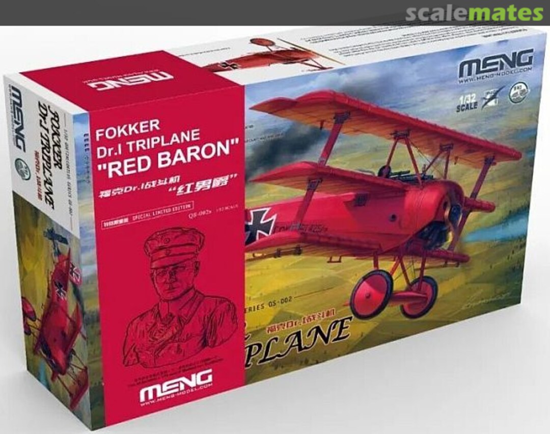 Boxart Fokker Dr.I Triplane "Red Baron" QS-002s Meng Model