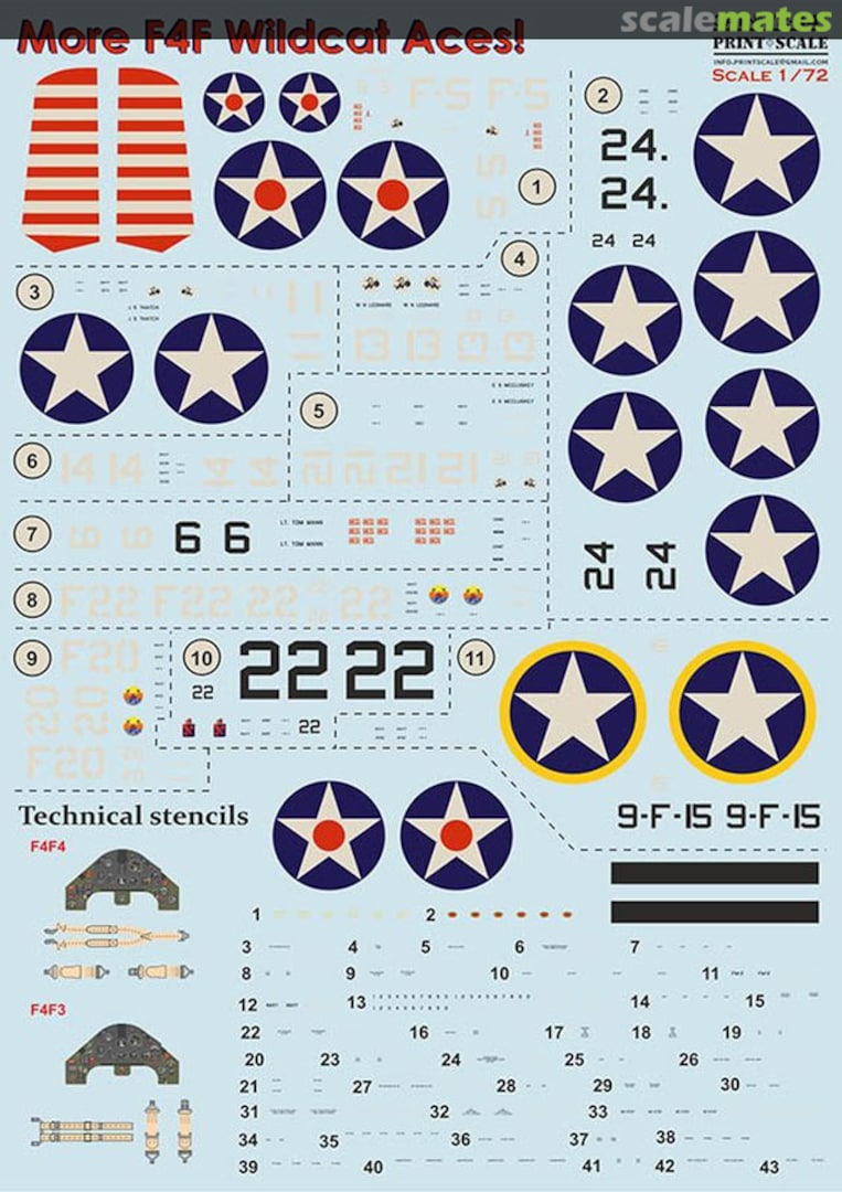 Boxart F4F Wildcat Aces (with 3D instrumental panel) - decal 72-441 Print Scale