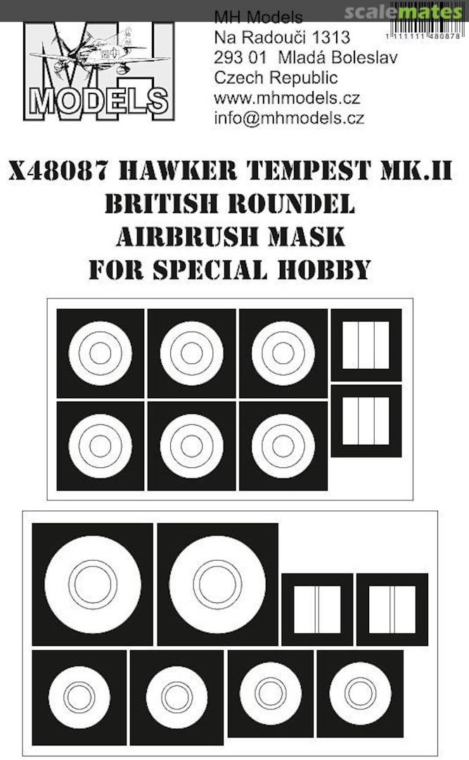 Boxart Hawker Tempest Mk.II British Roundel Airbrush Mask X48087 MH Models