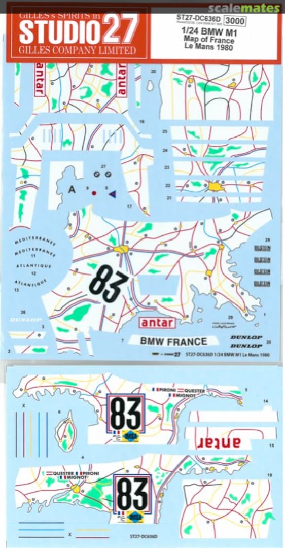 Boxart BMW M1 Map of France LM 1980 ST27-DC636D Studio27