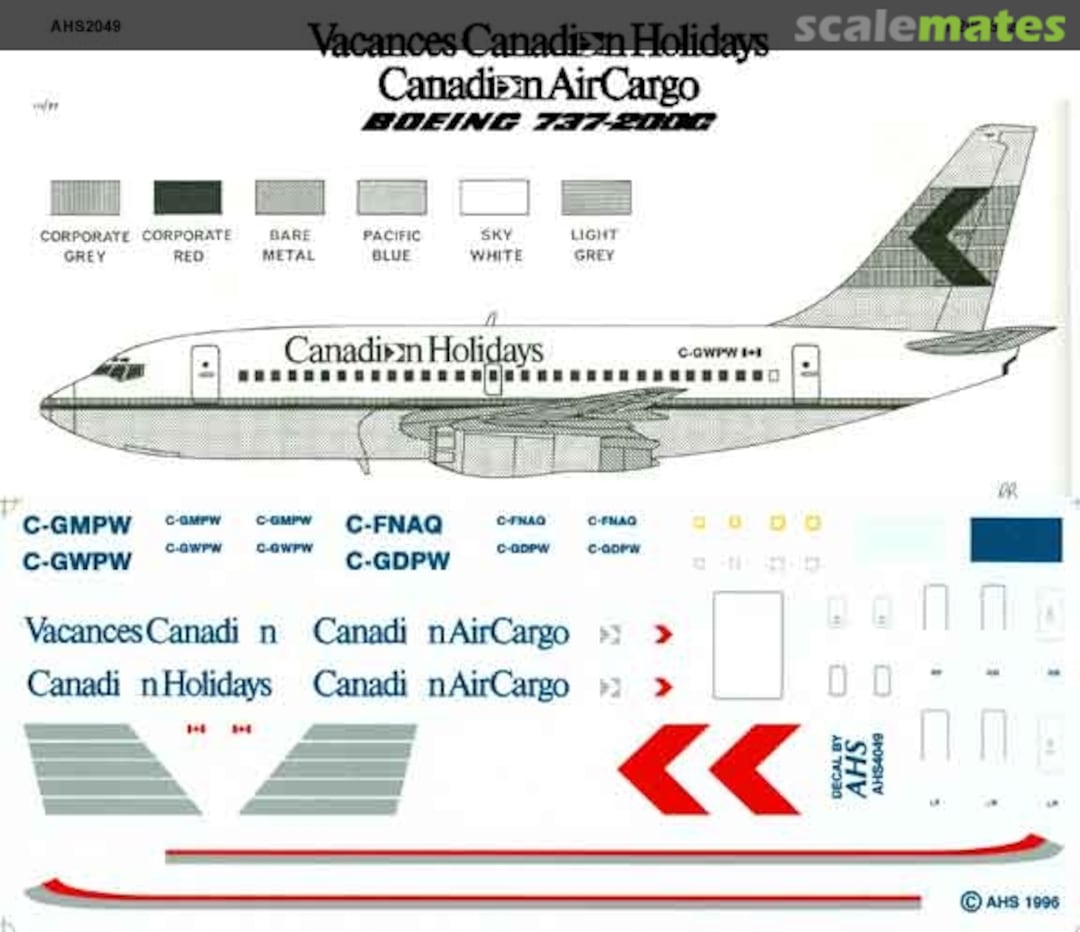 Boxart Boeing 737-200 AHS2049 Airline Hobby Supplies