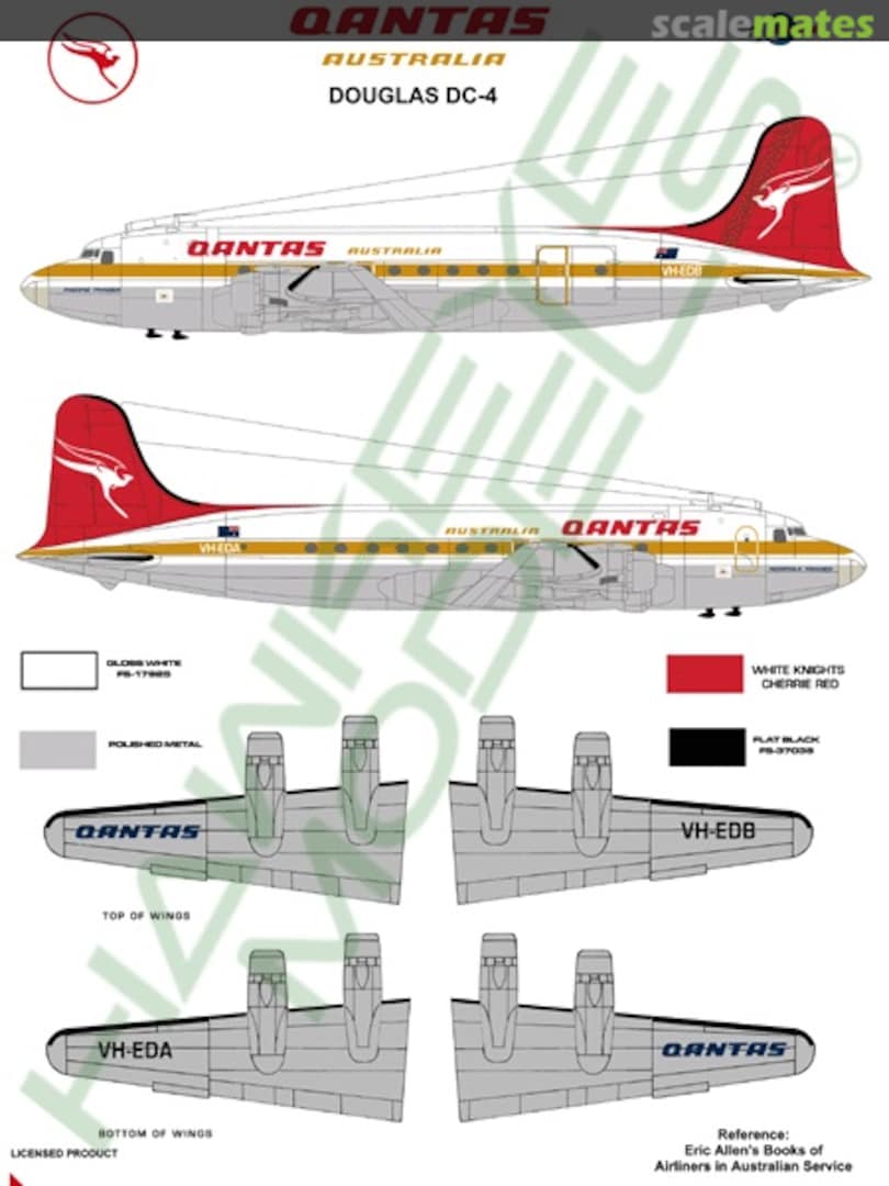 Boxart Qantas, Douglas DC-4, 1970's scheme CDS-083 Hawkeye Models