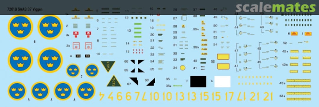 Boxart Saab 37 Viggen Stencils & National Insignias 72019 Moose Republic Decals