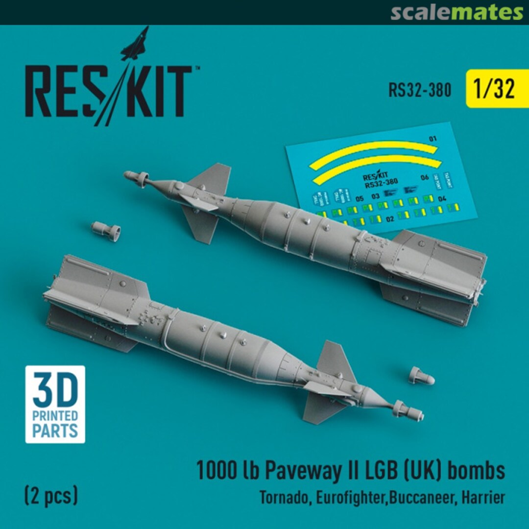 Boxart 1000 lb Paveway II LGB (UK) bombs (2 шт.) (3D Printed) RS32-0380 ResKit