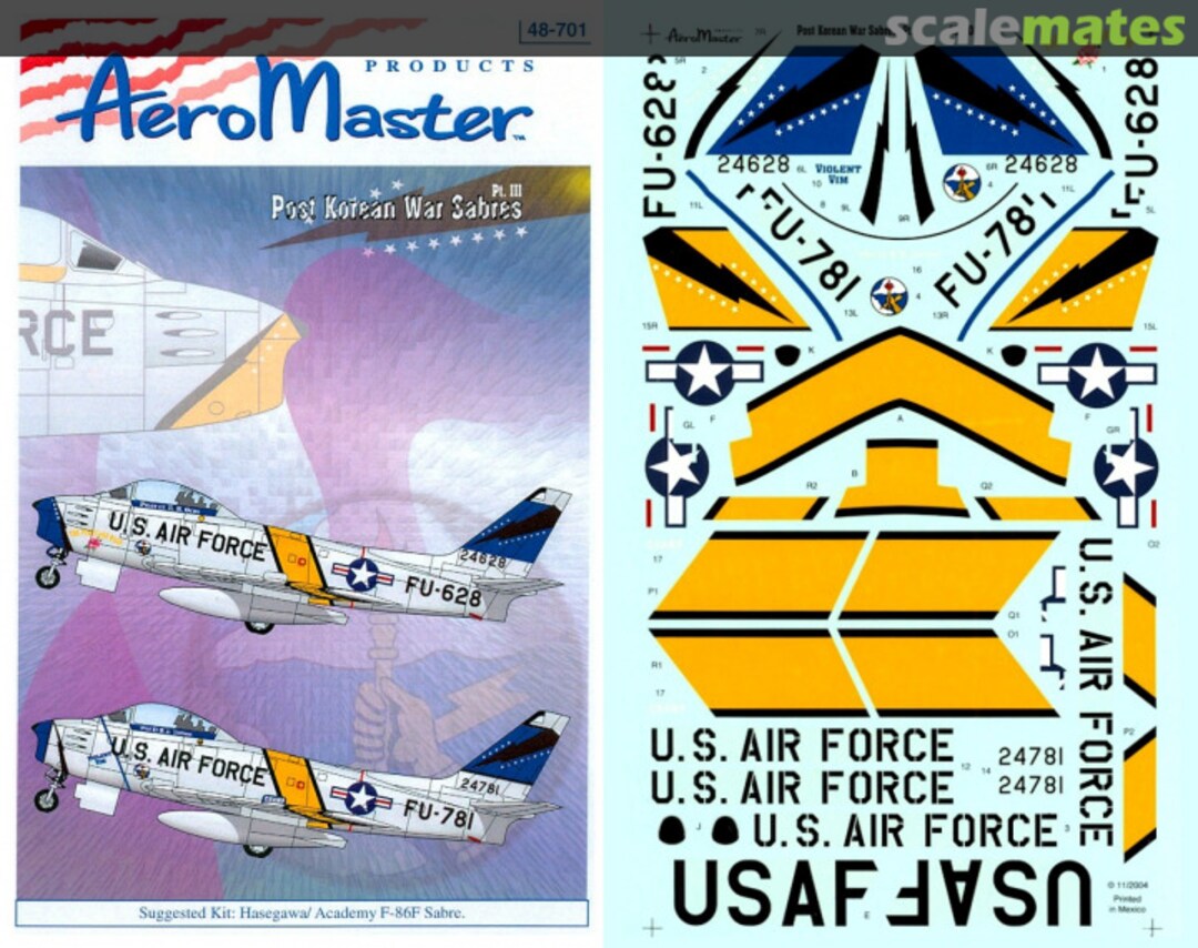 Boxart Post Korean War Sabres Pt. III 48-701 AeroMaster