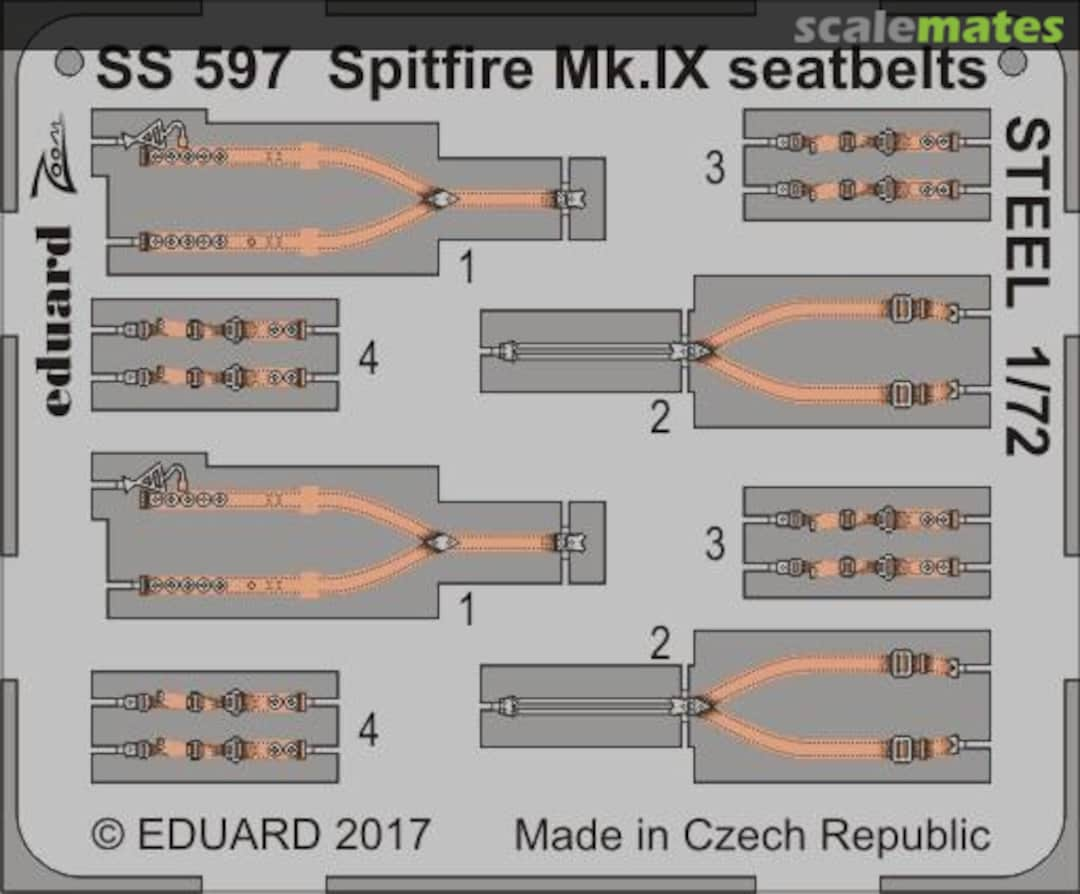 Boxart Spitfire Mk.IX seatbelts SS597 Eduard