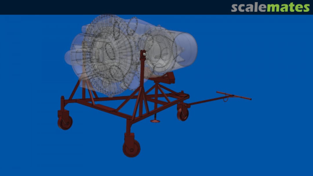 Boxart aircraft engine trolley for M-701  72AERO3DSTL