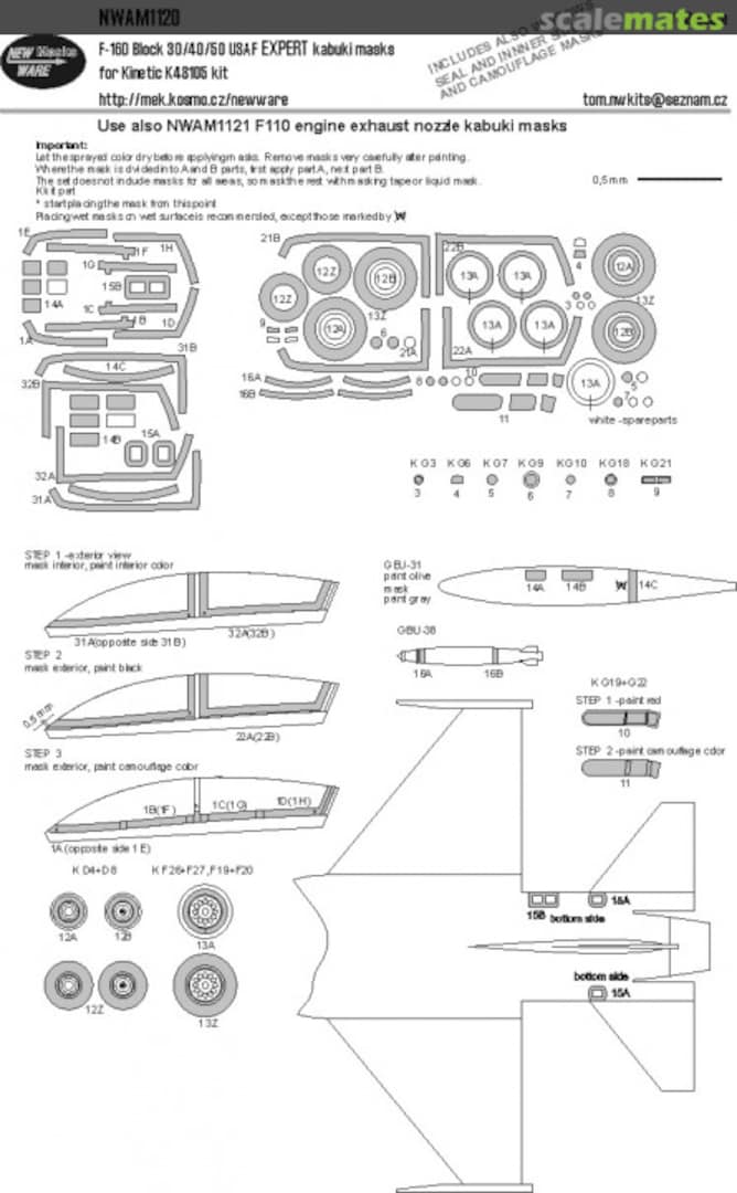 Boxart F-16D Block 30/40/50 USAF EXPERT kabuki masks NWAM1120 New Ware