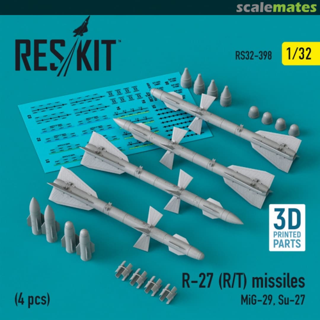 Boxart R-27 (R/T) missiles (4 шт.) (3D Printed) RS32-0398 ResKit