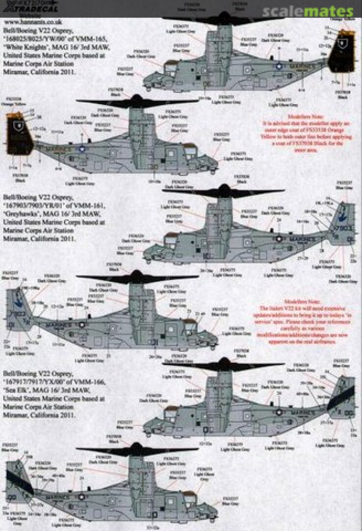 Boxart Bell/Boeing MV-22 Osprey X72-170 Xtradecal