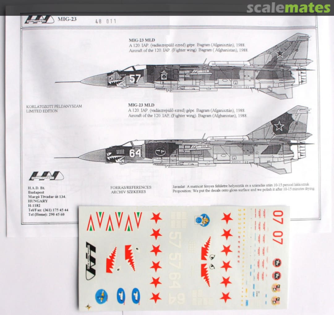 Boxart MiG-23 Decal Set 1/48 48011 Hungarian Armour Decals