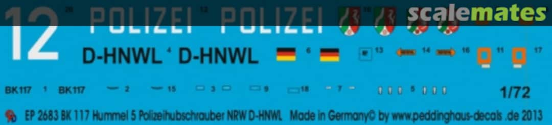 Boxart BK 117 Hummel 5 Polizeihubschrauber NRW EP 2683 Peddinghaus-Decals