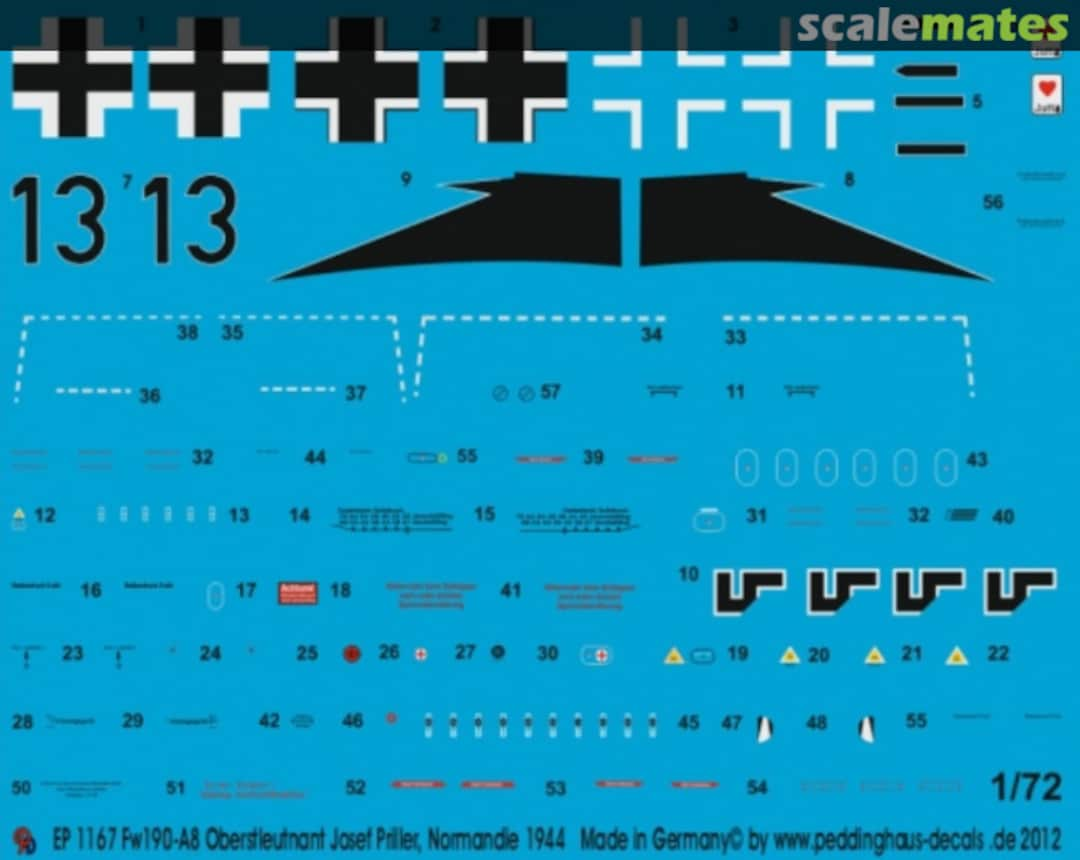 Boxart FW 190 A8 Oberstleutnant Josef Priller JG 26 EP 1167 Peddinghaus-Decals