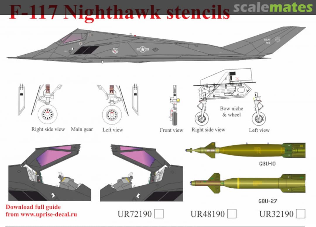 Boxart F-117A Nighthawk stencils UR72190 UpRise