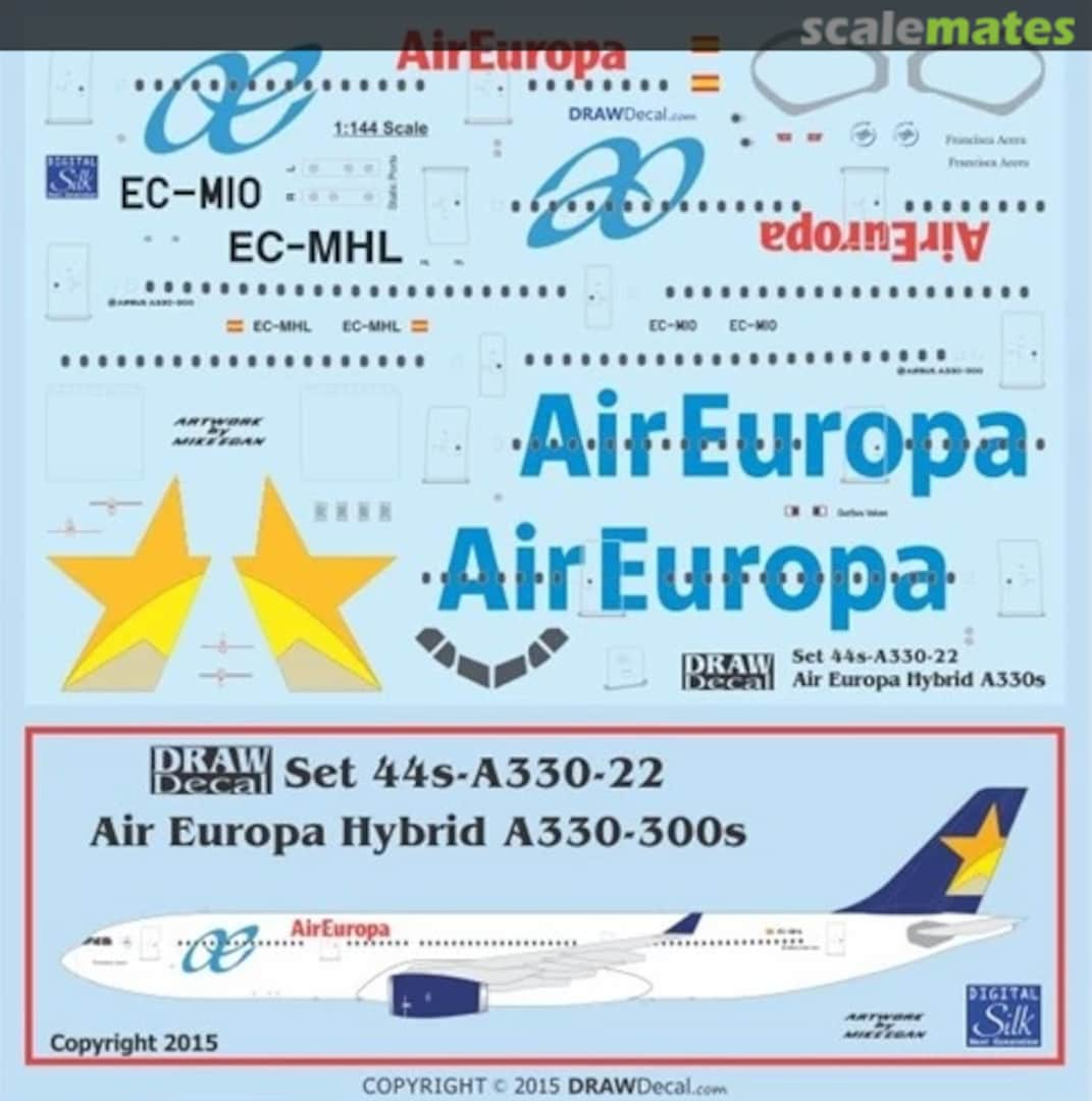 Boxart Air Europa Hybrid A330-300s 44-A330-22 Draw Decal