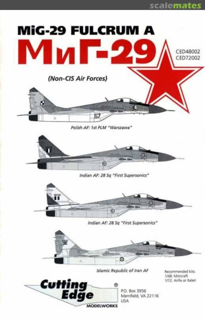 Boxart MiG-29 Fulcrum A CED72002 Cutting Edge Modelworks