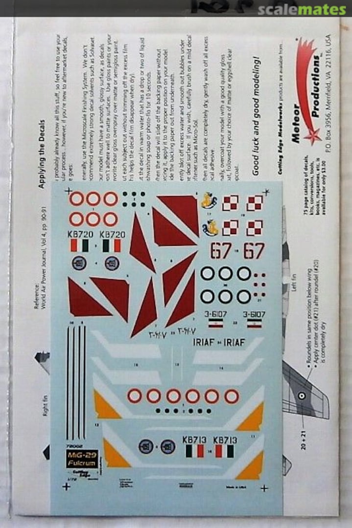 Contents MiG-29 Fulcrum A CED72002 Cutting Edge Modelworks