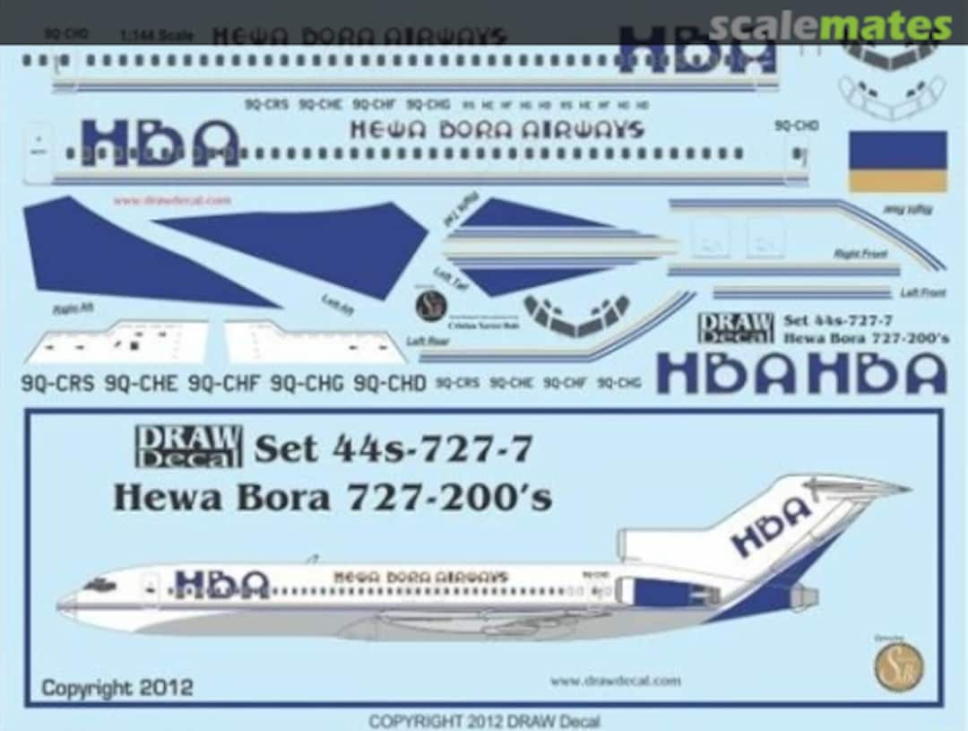 Boxart Hewa Bora 727-200s 44-727-7 Draw Decal