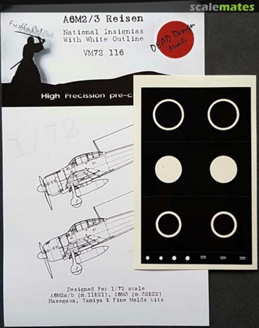 Boxart Mitsubishi A6M1/A6M2/A6M3 National Insignia paint masks with white outline VM72116 DEAD Design Models