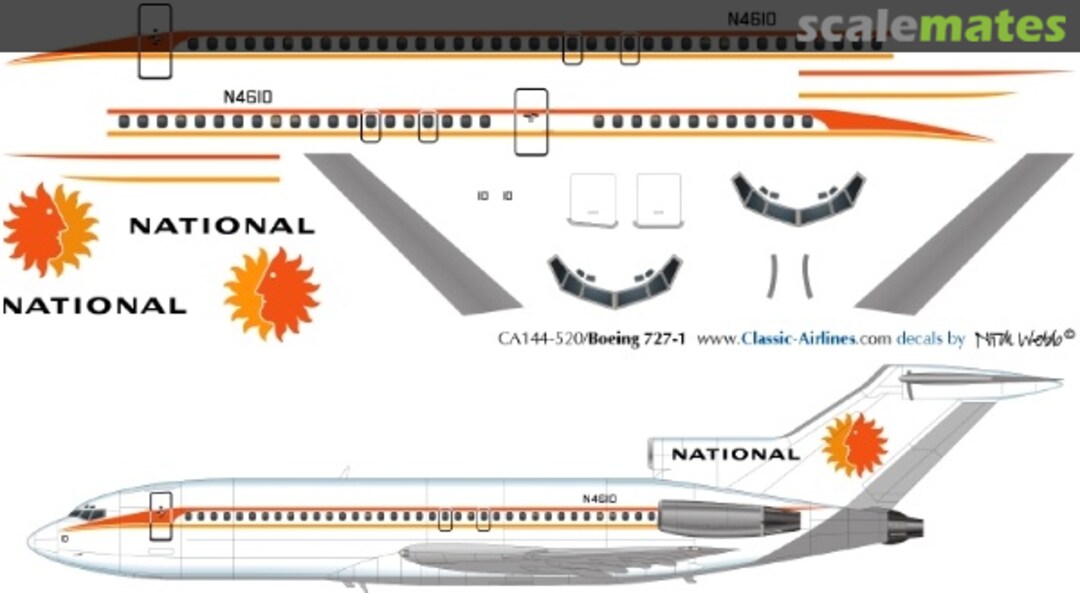 Boxart National (Sun King) B727-100 CA144-520 Classic Airlines