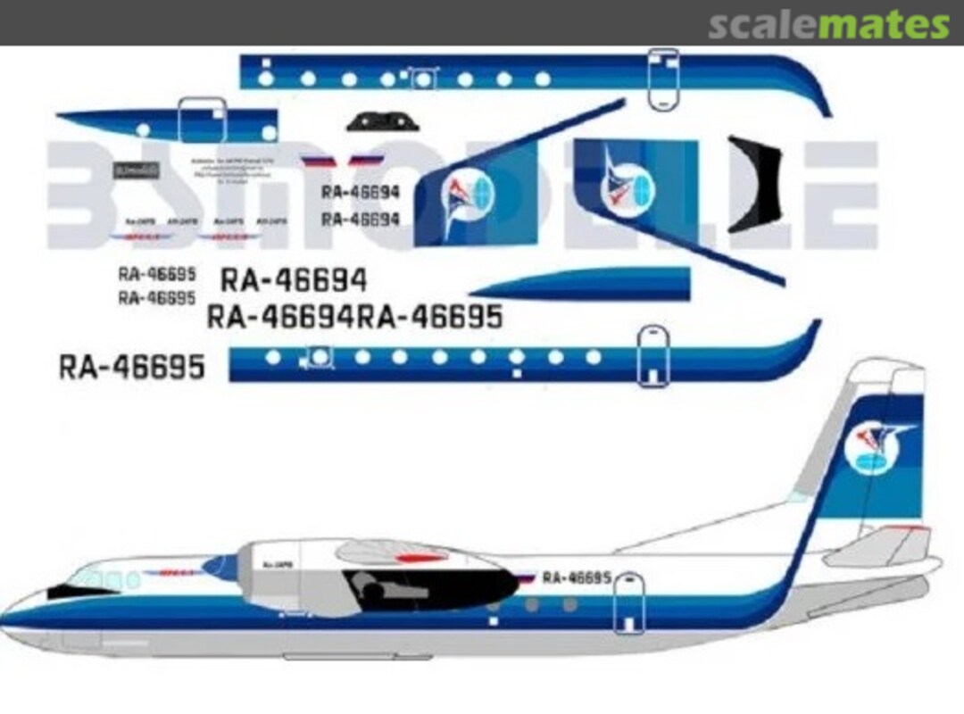 Boxart 72038 Antonov An-24RV Yamal decal for aircraft model scale kit BSM72038 BSmodelle