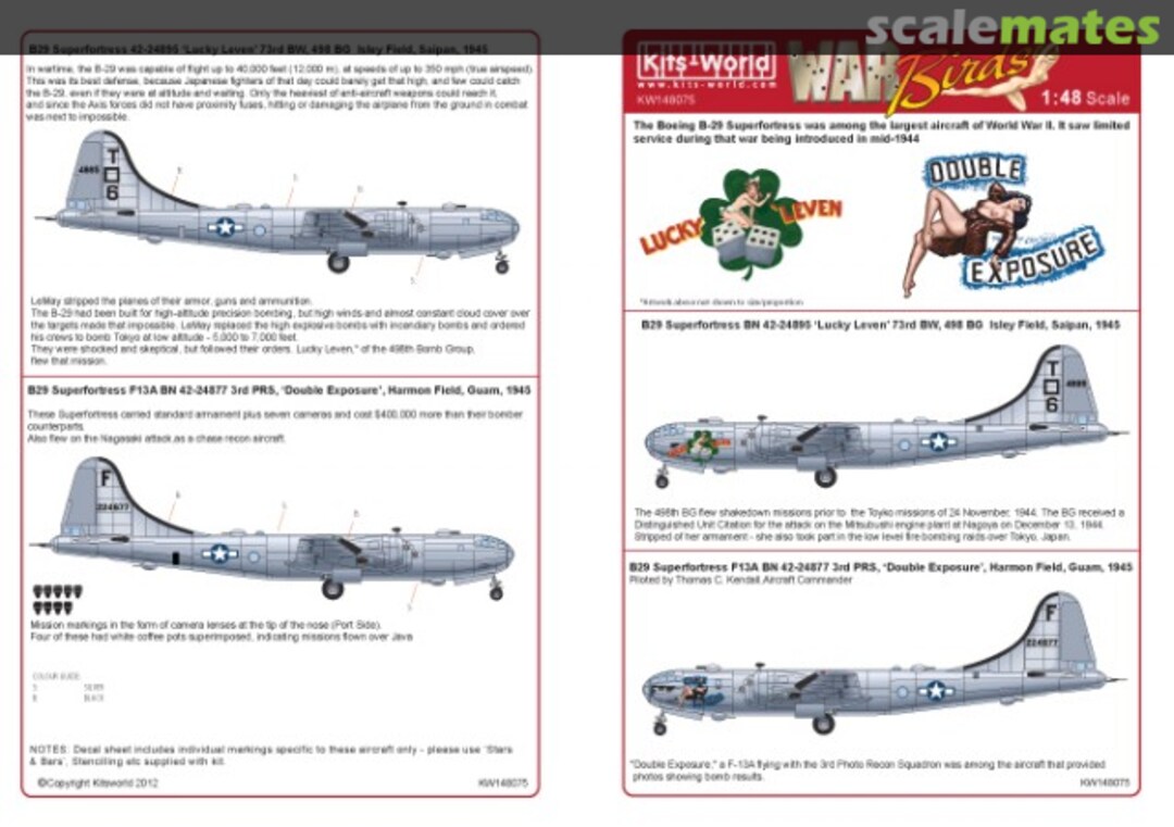 Boxart B-29A/F-13A Superfortress KW148075 Kits-World