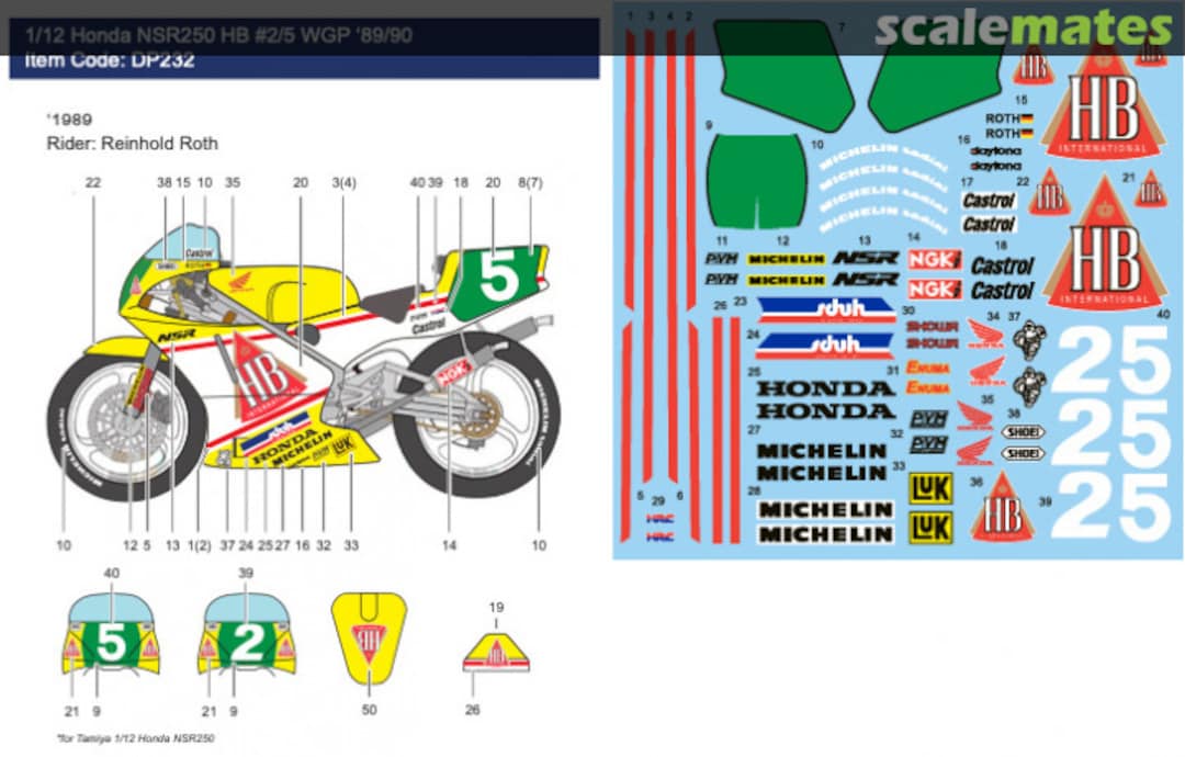 Boxart Honda NSR250 Rothmans 2/5 Reinold Roth WGP 89/90 DP232 Decalpool