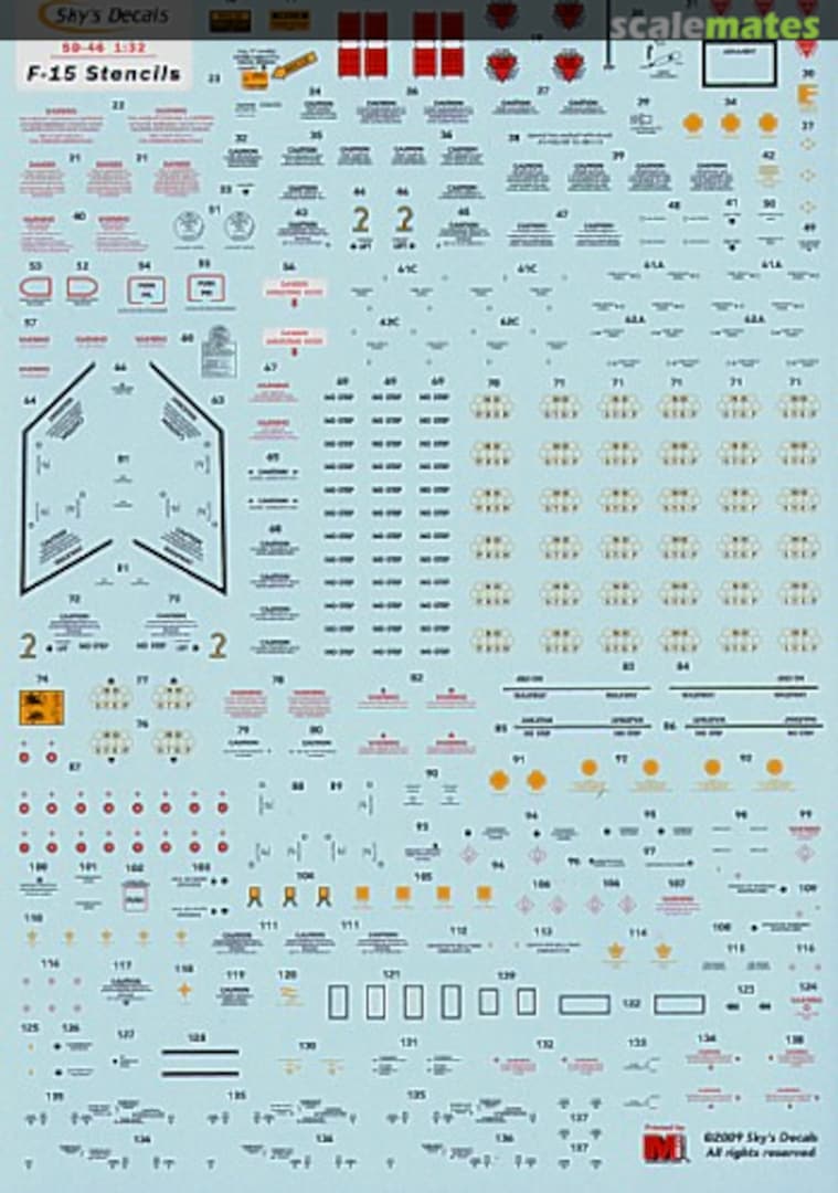 Boxart F-15 A/B/C/D stencils (panel numbers) 32046 Sky's Decals