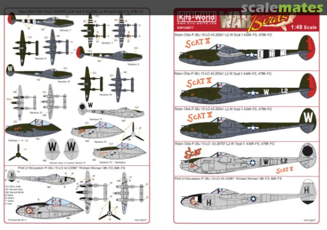 Boxart P-38J Lightnings KW148077 Kits-World