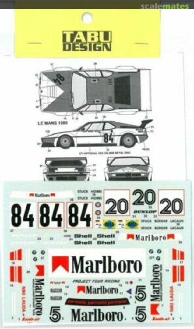 Boxart BMW M1 #5/#20/#84 1979-1980 TABU24064 Tabu Design