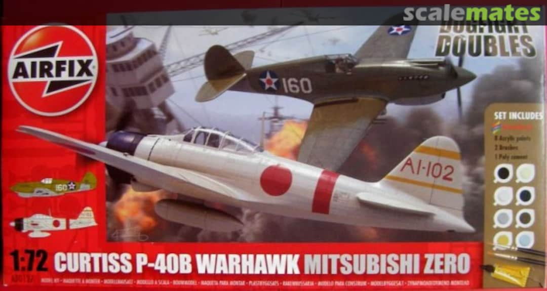 Boxart Curtiss P-40B Warhawk & Mitsubishi A6M2B-21 Zero A50127 Airfix