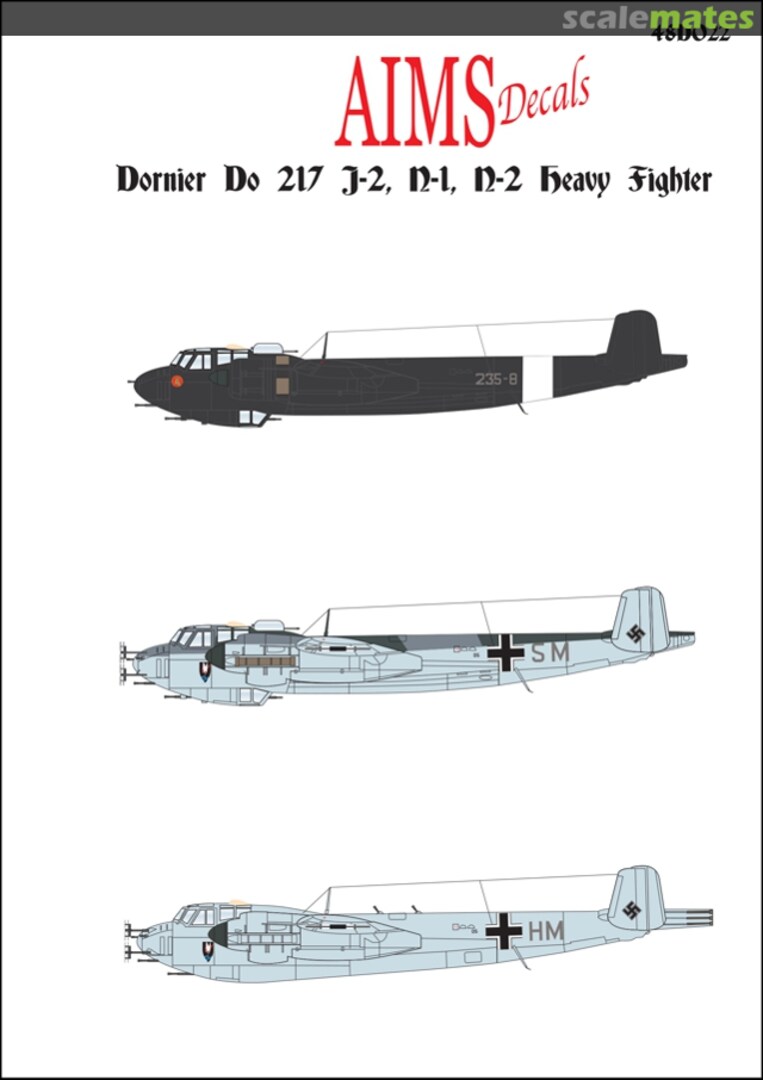 Boxart Dornier Do 217 J-2, N-1, N2 Heavy Fighter 48D022 AIMS