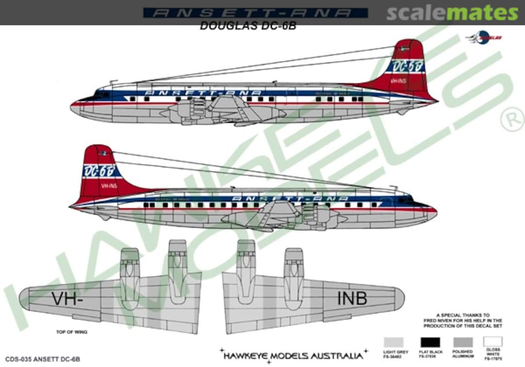 Boxart ANSETT-ANA, Douglas DC-6B, 1959 CDS-035 Hawkeye Models