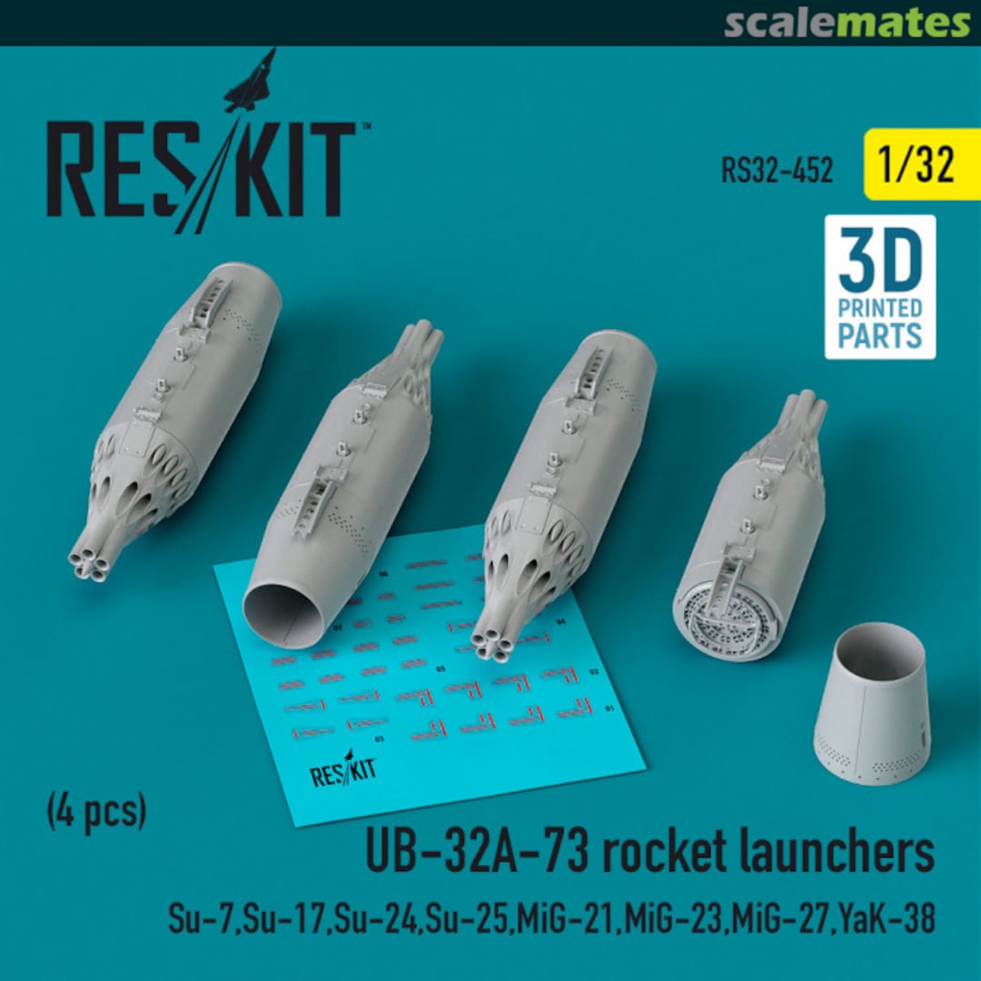 Boxart UB-32A-73 rocket launchers (4 pcs) (3D Printed) RS32-0452 ResKit