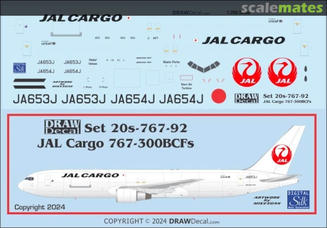 Boxart JAL Cargo 2024 767-300BCFs 20-767-92 Draw Decal