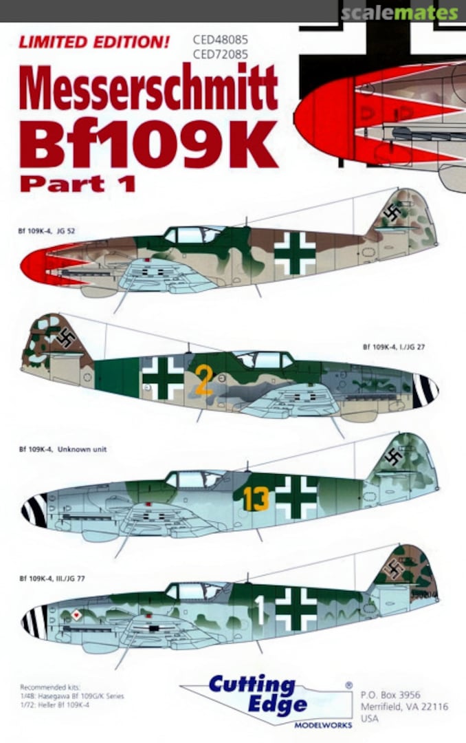 Boxart Messerschmitt Bf 109K Part 1 CED48085 Cutting Edge Modelworks