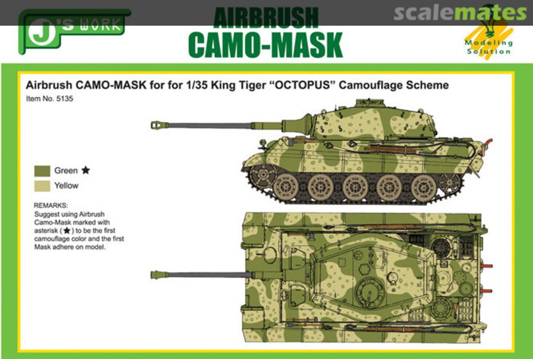 Boxart Airbrush Camo-Mask for 1/35 King Tiger "OCTOPUS" Camouflage Scheme PPA5135 J's Work