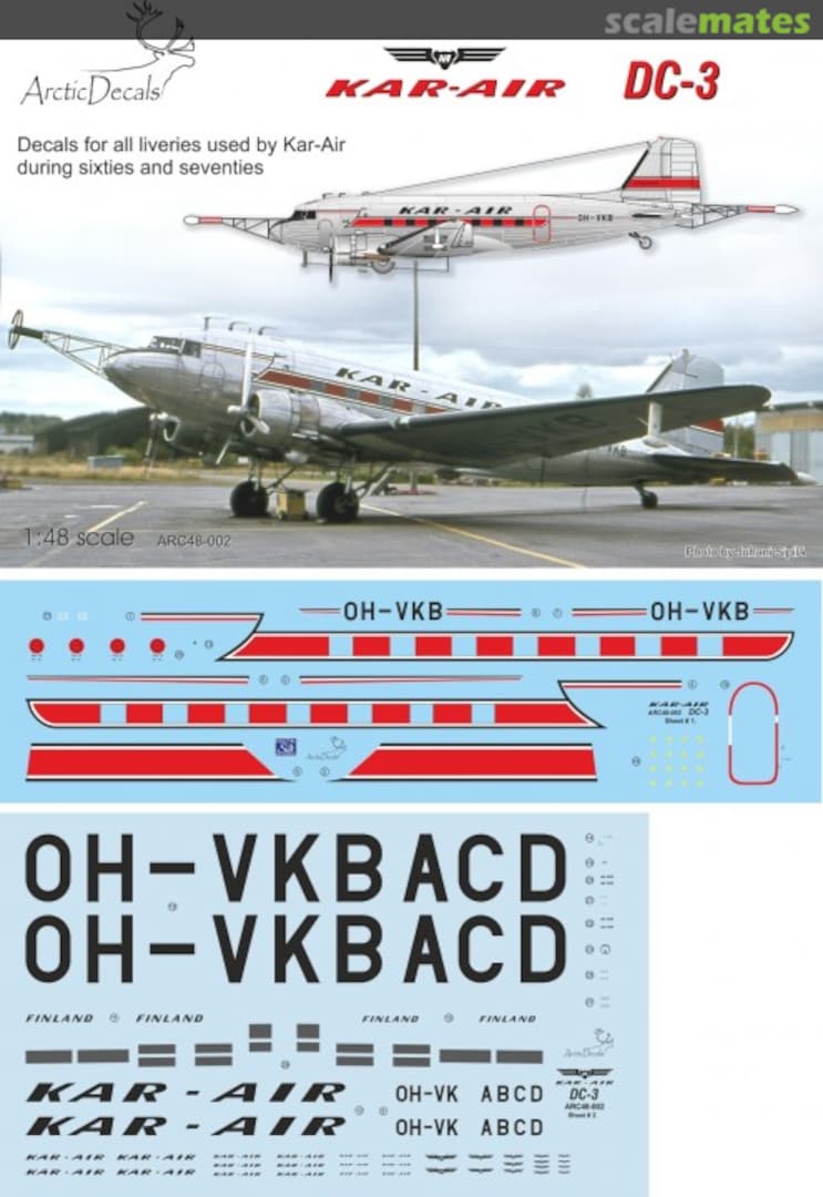 Boxart Kar-Air DC-3 ARC48-002 Arctic Decals