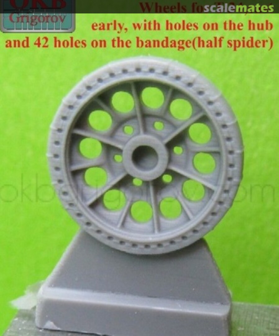 Boxart Wheels set 1/72 for T-34, cast, early, with holes on the hub and 42 holes on the bandage S72014 OKB Grigorov