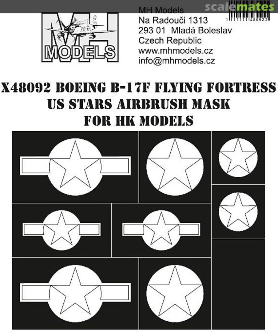 Boxart Boeing B-17F Flying Fortress US Stars Airbrush Mask X48092 MH Models