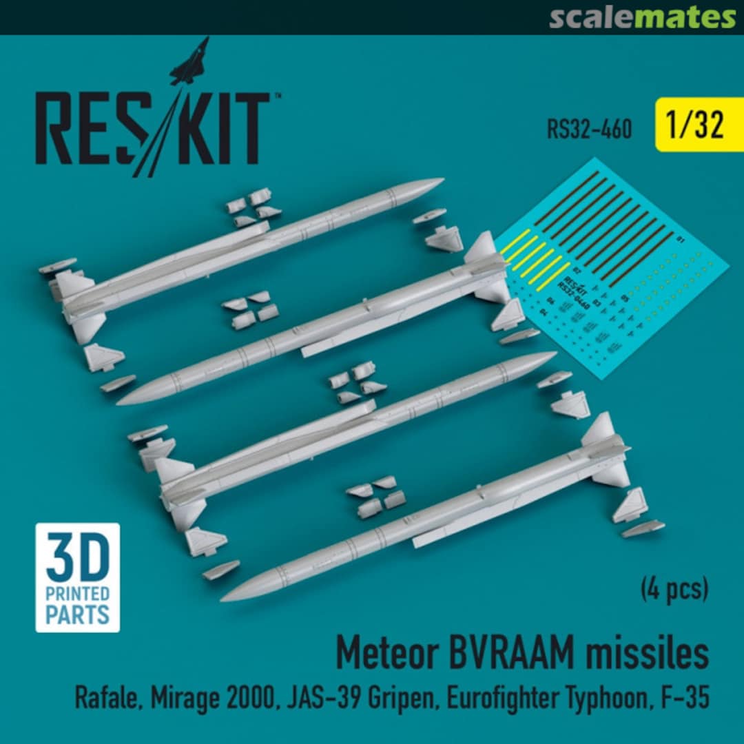 Boxart Meteor BVRAAM missiles (4 шт.) (3D Printed) RS32-0460 ResKit