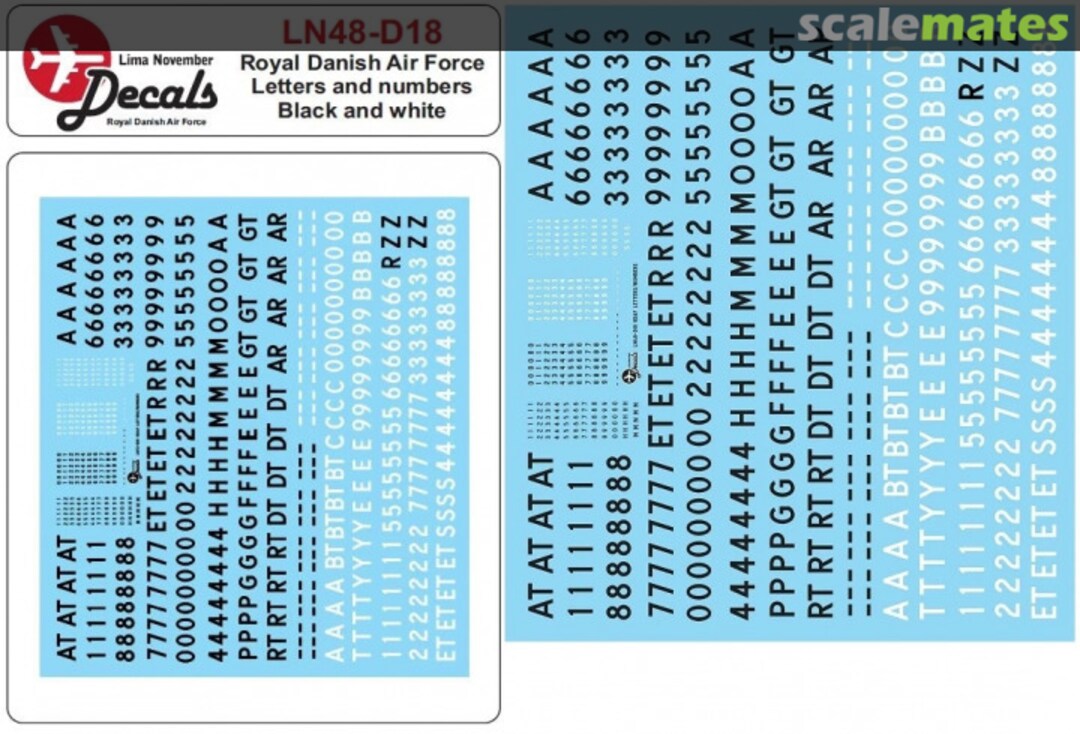 Boxart RDAF letters and numbers LN48--D18 Lima November Decals