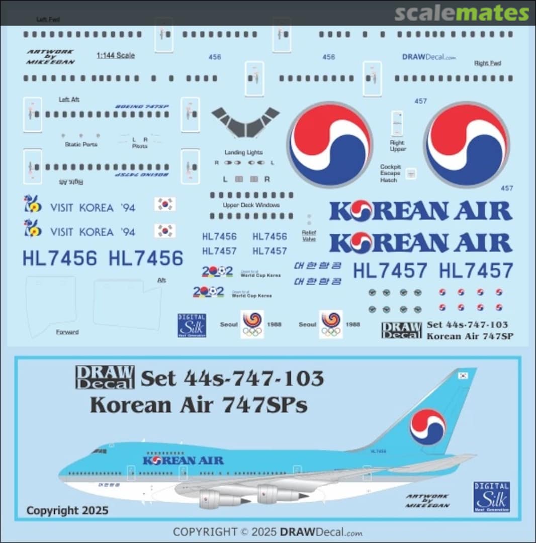 Boxart Korean Air 747SP 44-747-103 Draw Decal